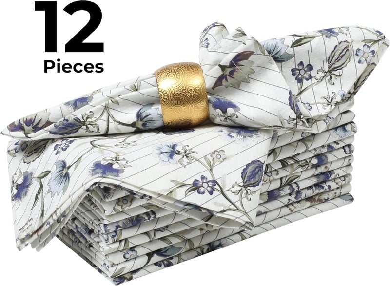 Bedding Craft Dinner Cloth Napkins  18x18 Inch Multicolor Lace Print Design Set of 12  Perfect for Table Dcor_18x18 with 1 Fold Stripe Flower Design - Image 5