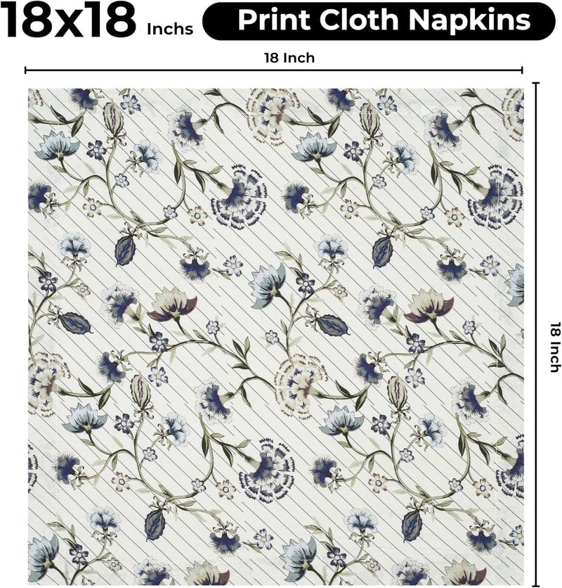 Bedding Craft Dinner Cloth Napkins  18x18 Inch Multicolor Lace Print Design Set of 12  Perfect for Table Dcor_18x18 with 1 Fold Stripe Flower Design - Image 3