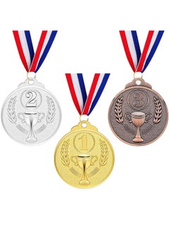 Generic Set of 3 Number Medals, Gold Silver Bronze Winner Medals with Ribbon, Winner Awards 1st 2nd 3rd Metal Medals, Olympic Style Winner Awards for Sports, Party, Tournaments, ,Competitions（Diam：2 inch）  - Image 1