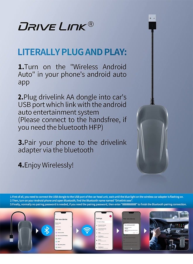 DriveLink 2023 New Wireless Car Adapter for Android Phones suit for 2016-2022 Autos  - Image 5
