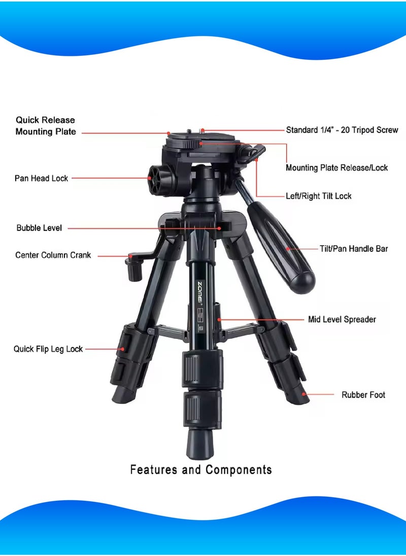 Zomei - Aluminum Alloy Tripod - 53cm Foldable Stand - DSLR Camera Stand - Smart Phone Live Stand -  Portable Holder for Projector, Fill Light - Image 1