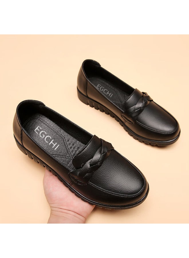 Egchi Women's Shoes Middle-aged And Elderly Mother Shoes Ladies Leather Loafers Hd7518 Casual Style Size 37 - Image 2