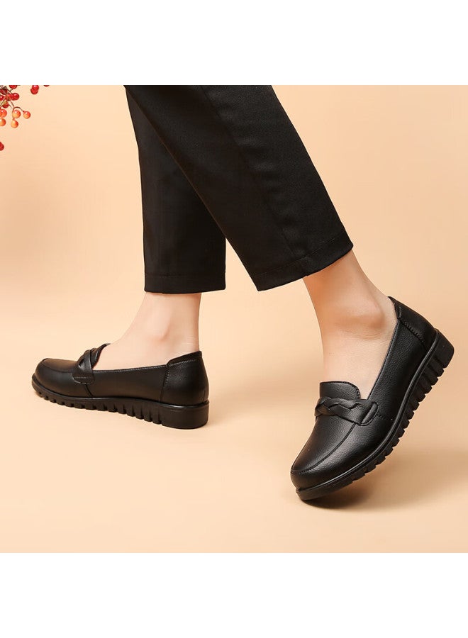 Egchi Women's Shoes Middle-aged And Elderly Mother Shoes Ladies Leather Loafers Hd7518 Casual Style Size 37 - Image 3