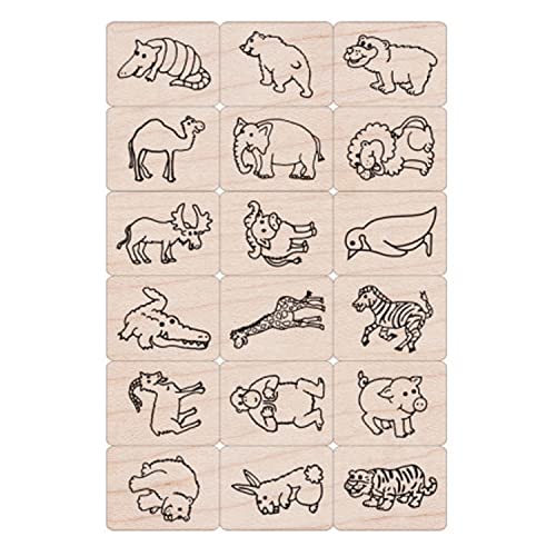 Hero Arts LL411 Ink 'n' Stamp Wood Sets, Fun Animals - Image 1