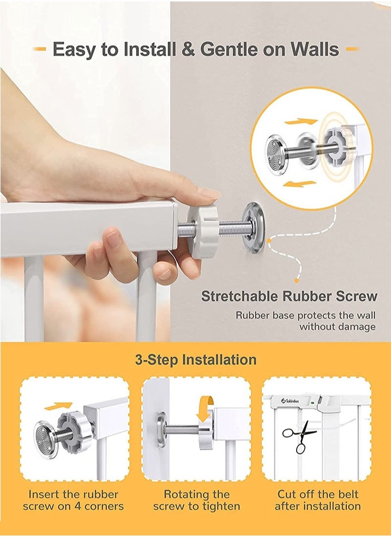 RuiHhome - Auto Close Safety Baby Gate, Extra Wide Child Gate, Maximum Suitable For 143 cm, Including 10cm, 20cm, 30cm Extension Rack, Easy Walk Thru Durability Dog Gate for Stairs, Doorways - Image 1