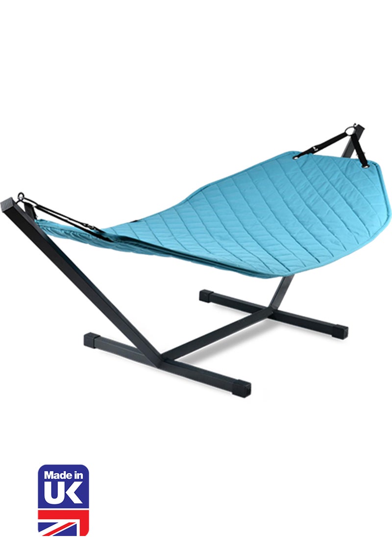 Extreme Lounging - Extreme Lounging® - Original Outdoor Hammock with Self Supporting Metal Stand - Made in UK - Premium Quality Quilted B-Hammock - Large UV Protected & Waterproof Swing (310x130x115cm) - Aqua - Image 1