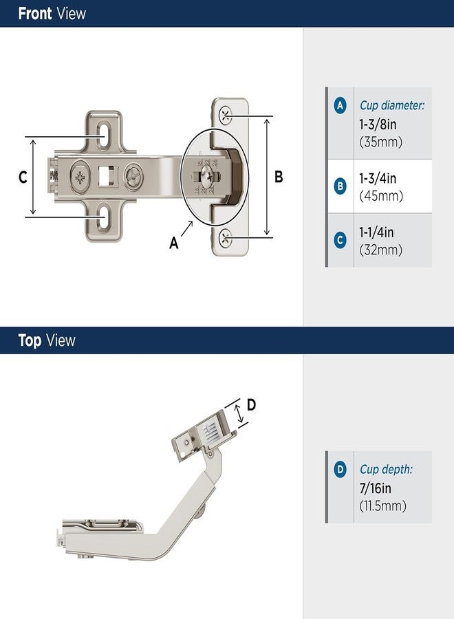 Amerock 2 Pack 135 Degree Lazy Susan Bi-Fold Door Euro Concealed Cabinet Hinge, Corner Cabinet - Image 3
