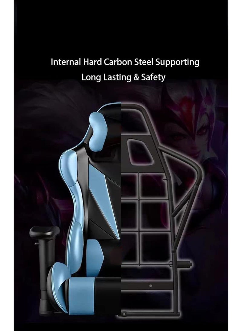 مونوج كرسي ألعاب عالي الظهر مع مسند للقدمين ودعم أسفل الظهر، كرسي مريح مع كرسي عمل يدور 360 درجة - Image 3