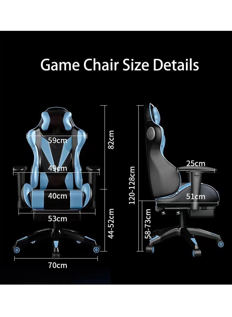 مونوج كرسي ألعاب عالي الظهر مع مسند للقدمين ودعم أسفل الظهر، كرسي مريح مع كرسي عمل يدور 360 درجة - Image 4