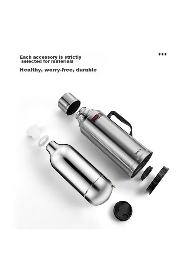 Simelo Stainless Steel Insulated Bottle With Glass Inner Liner, Thermos Flask, Hot Water Bottle, Warm Pot For Student Dormitory, 2l Glossy - Image 4