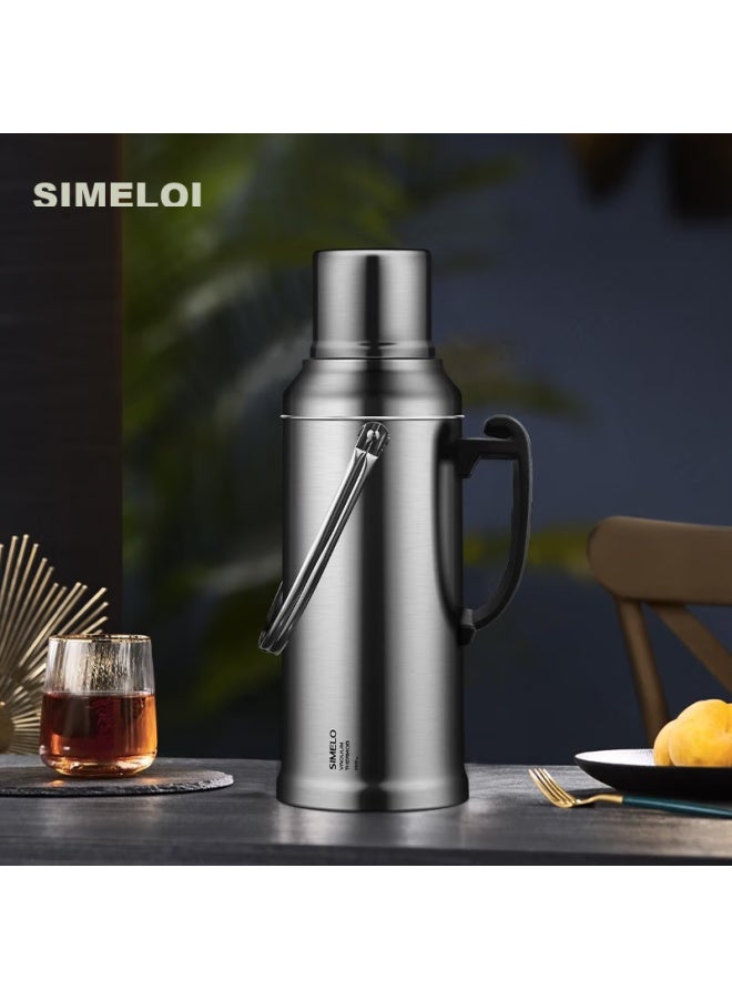 Simelo Stainless Steel Insulated Bottle With Glass Inner Liner, Thermos Flask, Hot Water Bottle, Warm Pot For Student Dormitory, 2l Glossy - Image 3