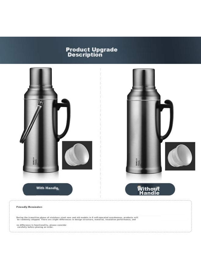 Simelo Stainless Steel Insulated Bottle With Glass Inner Liner, Thermos Flask, Hot Water Bottle, Warm Pot For Student Dormitory, 2l Glossy - Image 1
