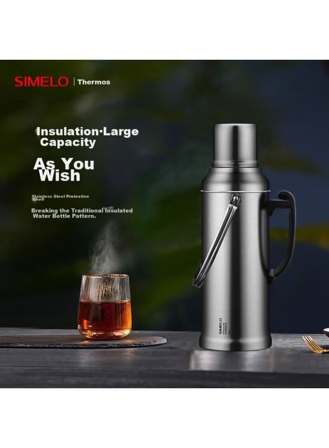 Simelo Stainless Steel Insulated Bottle With Glass Inner Liner, Thermos Flask, Hot Water Bottle, Warm Pot For Student Dormitory, 2l Glossy - Image 5