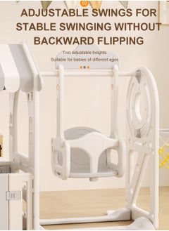MaBaby 5 in 1 Toddler Slide and Swing Set, Kid Slide for Toddlers Age 1-3, Tent Themed Baby Slide with Basketball Hoop, Indoor Outdoor Slide Toddler Playset Toddler Playground  - Image 3