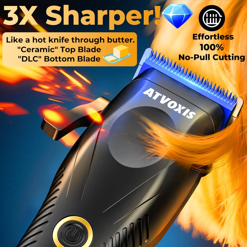 ATVOXIS 9000 RPM Brushless Motor Professional Hair Clippers Set for Men: Cordless Clippers & Zero Gap Trimmers with DLC Blades LED Display Fast Charging Stands Travel Pouch Maquina Para Cortar Pelo De Hombre - Image 2