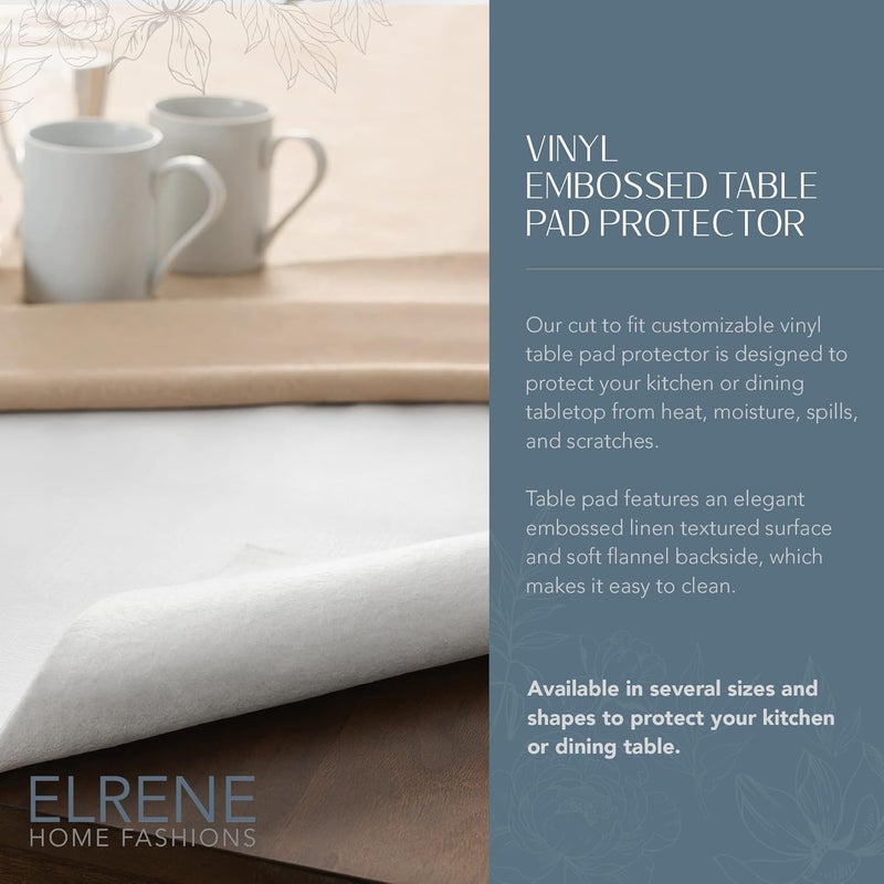 Elrene Home Fashions Deluxe Heavy Duty Table Pad Protector Cushioned Flannel Backing, 52" x 70", White - Image 2