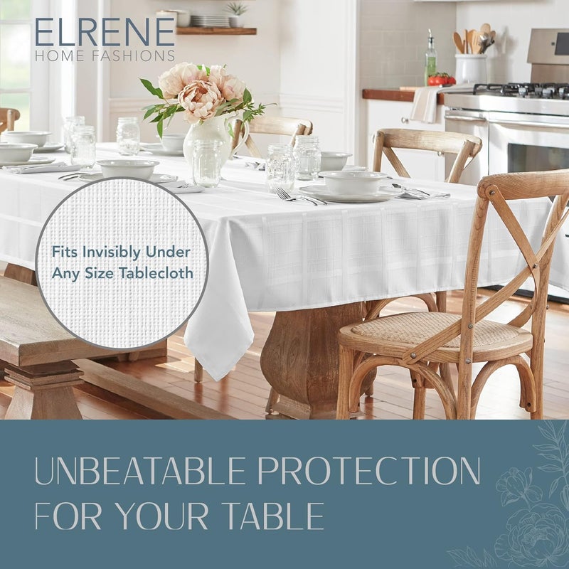 Elrene Home Fashions Deluxe Heavy Duty Table Pad Protector Cushioned Flannel Backing, 52" x 70", White - Image 4