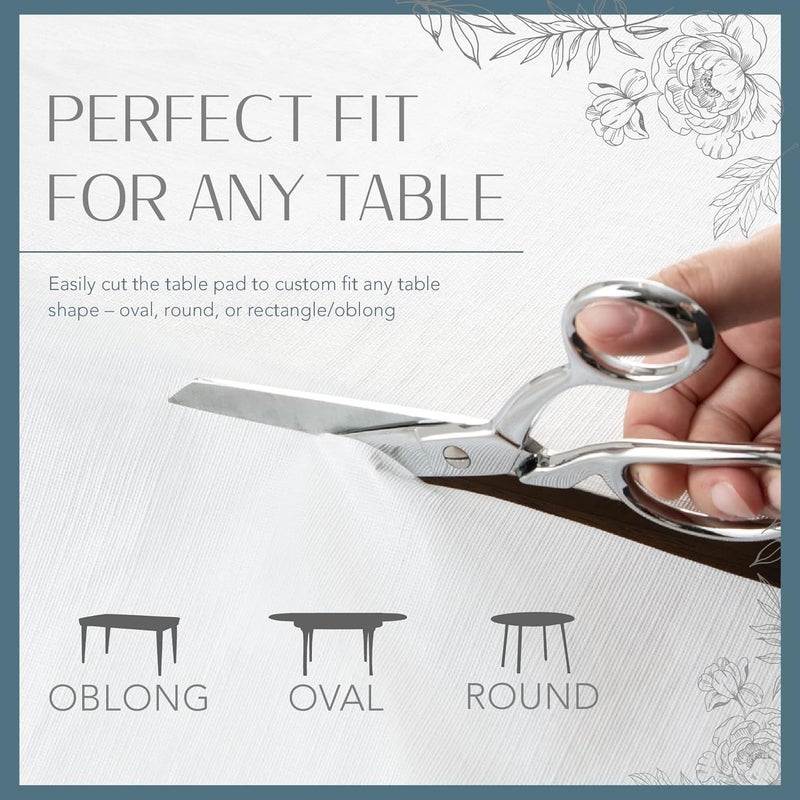 Elrene Home Fashions Deluxe Heavy Duty Table Pad Protector Cushioned Flannel Backing, 52" x 70", White - Image 3