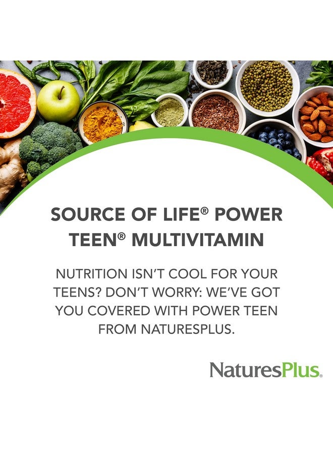 Nature's Plus Naturesplus Source Of Life Power Teen 90 Vegetarian Tablets Teen Multivitamin With Minerals & Whole Foods For Mental Focus Energy Booster Glutenfree 45 Servings - Image 4