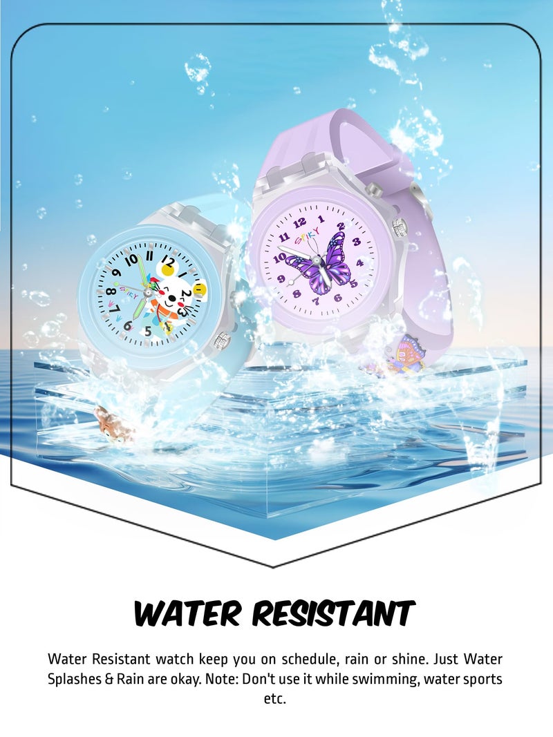 Spiky Analog Watch For Kids Combo (Purple & Blue) | 3D Cartoon | 7 Multicolor LED Luminous Lights With Silicone Strap | Unisex Best Birthday Gift | Analogue Wrist Watches For Girls & Boys | Age 3 to 10 Years | Combo Pack of 2 - Image 5