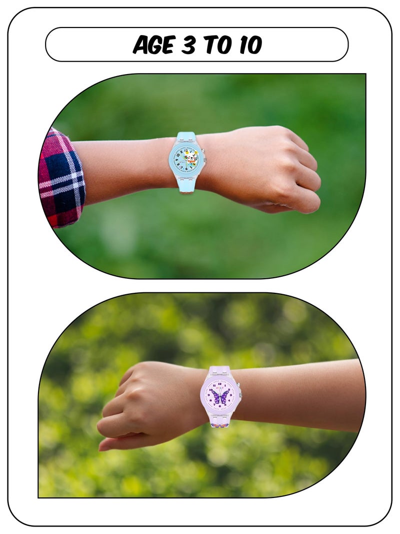 Spiky Analog Watch For Kids Combo (Purple & Blue) | 3D Cartoon | 7 Multicolor LED Luminous Lights With Silicone Strap | Unisex Best Birthday Gift | Analogue Wrist Watches For Girls & Boys | Age 3 to 10 Years | Combo Pack of 2 - Image 3