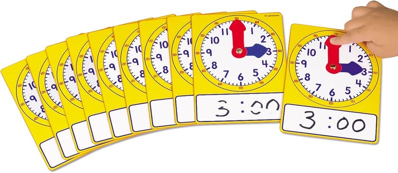 Lakeshore Learning Materials Write & Wipe Student Clocks - Set of 10
