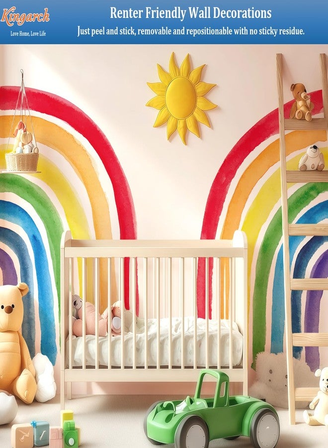 Kingarch Large Boho Rainbow Wall Decals, Colorful Peel and Stick Fabric Nursery Wall Decor, Removable Home Room Wall Decor Murals Stickers for Kids Girls Toddler Bedroom Living Room Playroom - Image 4