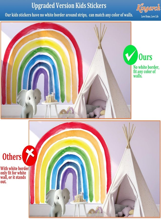 Kingarch Large Boho Rainbow Wall Decals, Colorful Peel and Stick Fabric Nursery Wall Decor, Removable Home Room Wall Decor Murals Stickers for Kids Girls Toddler Bedroom Living Room Playroom - Image 2