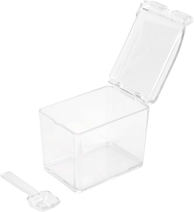JAPCHET 3 Pack 4 Cell Clear Seasoning Box with Spoons 102  354  3 inch Seasoning Storage Container with Cover Clear Seasoning Rack Spice Pots for Spice Salt Sugar - Image 3