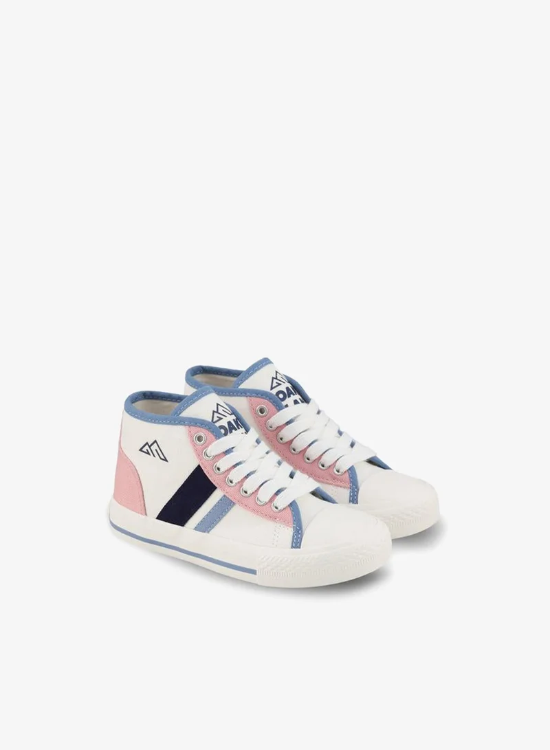Girls Striped Lace-Up Ankle Sneakers