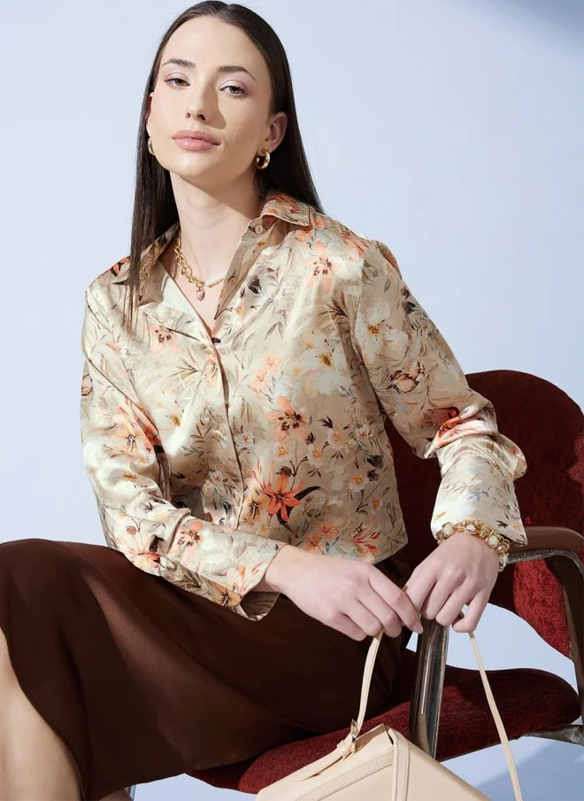 STREET 9 Floral Printed Oversized Casual Shirt for Women