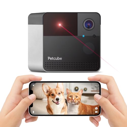 Petcube كاميرا حيوانات أليفة بتقنية واي فاي Petcube Play 2 مع لعبة ليزر للقطط والكلاب، فيديو بدقة 1080P HD، رؤية كاملة بزاوية 160°، صوت ثنائي الاتجاه، تنبيهات صوتية/حركية، رؤية ليلية، تطبيق لمراقبة الحيوانات الأليفة - Image 1
