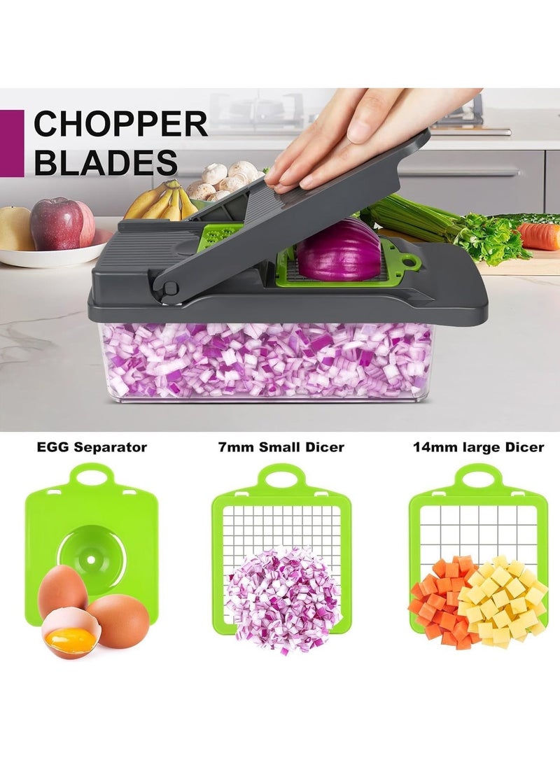ELTRAZONE NEW Vegetable Chopper – 12-in-1 Multifunctional Food Chopper, Pro Onion Chopper, Veggie Chopper with Container, Slicer, Dicer, Cutter, Mandoline Slicer for Salad & Garlic Chopping - Image 2