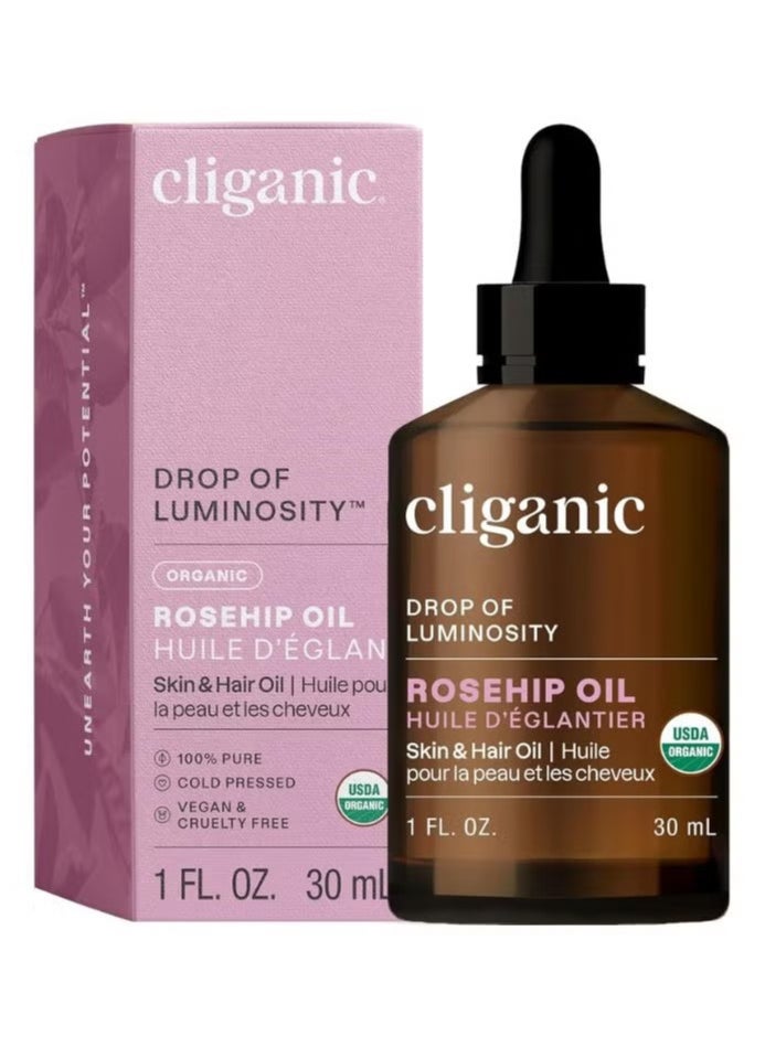 Cliganic - Organic Rosehip Oil (Skin & Hair Oil) 1oz / 30ml - Image 1