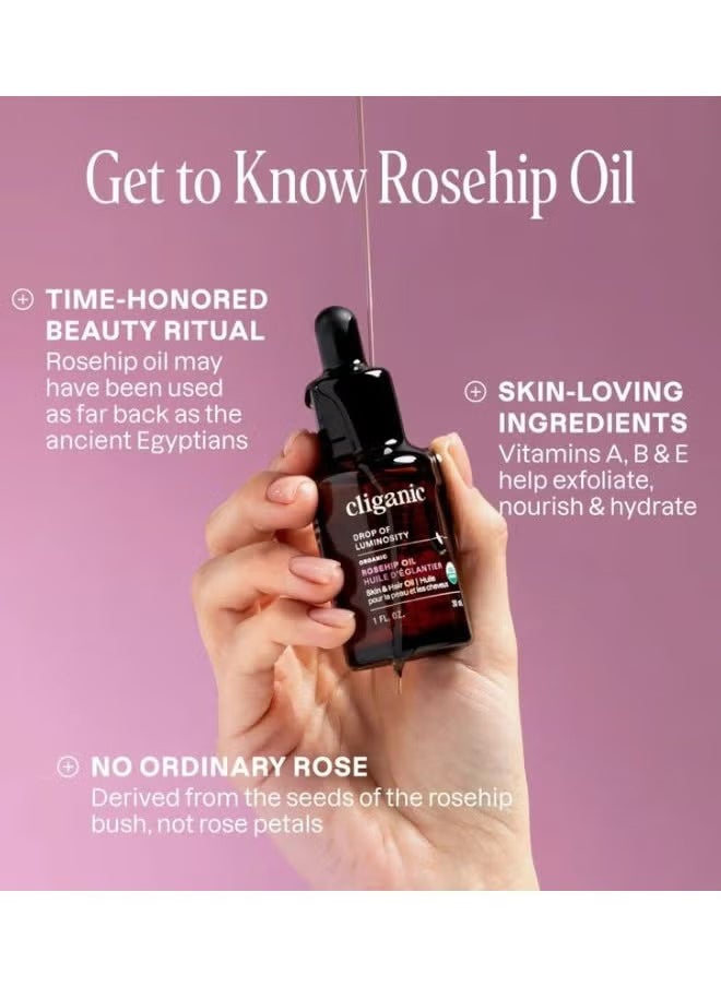 Cliganic - Organic Rosehip Oil (Skin & Hair Oil) 1oz / 30ml - Image 1