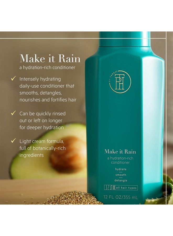 TPH BY TARAJI Make it Rain Hydrating & Strengthening Rinse Out Hair Conditioner with Aloe, Avocado Oil, & Moringa Oil | For All Hair Types| Vegan, Sulfate & Cruelty-Free| For Women & Men, 12 fl. oz - Image 5