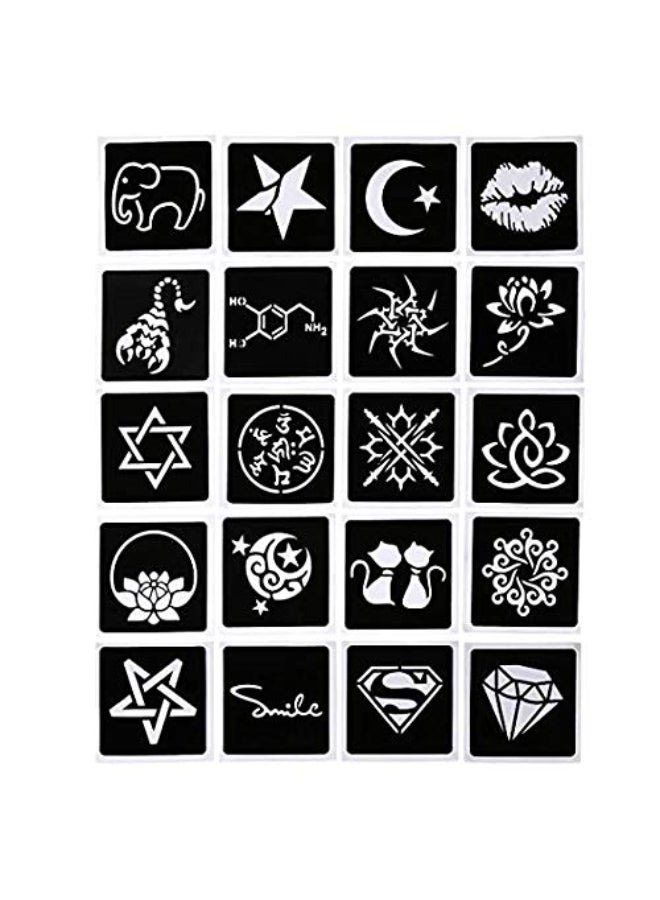 wumawu Temporary Tattoos Kit 6Pcs Semi Permanent Tattoo Paste Cones India Body DIY Art Painting for Women Men teens Summer Trend hand Plaste with 3 Colors1Pc Bottle4Pcs Nozzles20Pcs Adhesive Stencil - Image 3