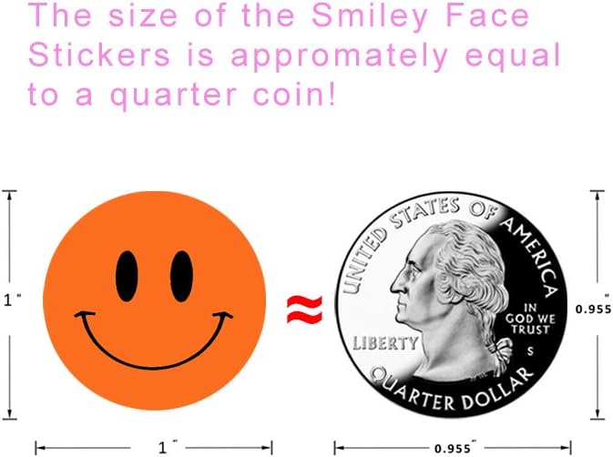 Hcode Happy Face Circle Dots Paper Labels Reward Teachers Stickers 500 Pieces per Roll (1 inch Orange) - Image 2
