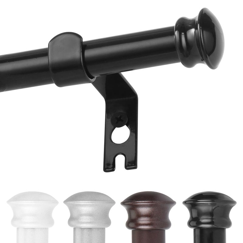 CorkLatta Black Curtain Rods for Windows 30 to 88 Inches with Brackets Decorative 58 Inch Diameter Single Window Curtain Rod Set for Room Divider Bedroom Living room Kitchen Bathroom