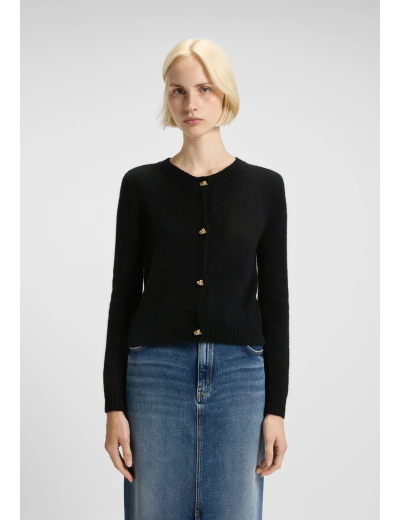 HUGO Knitted cardigan with gold-tone knot buttons