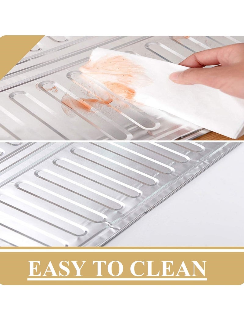 Meetion Oil Splash Guard Cooking, Aluminum Foil Gas Stove Oil Splatter Shield Screen For Stove Top, Frying Pan, Kitchen Tool For Wall Oil (1, Silver) - Image 2
