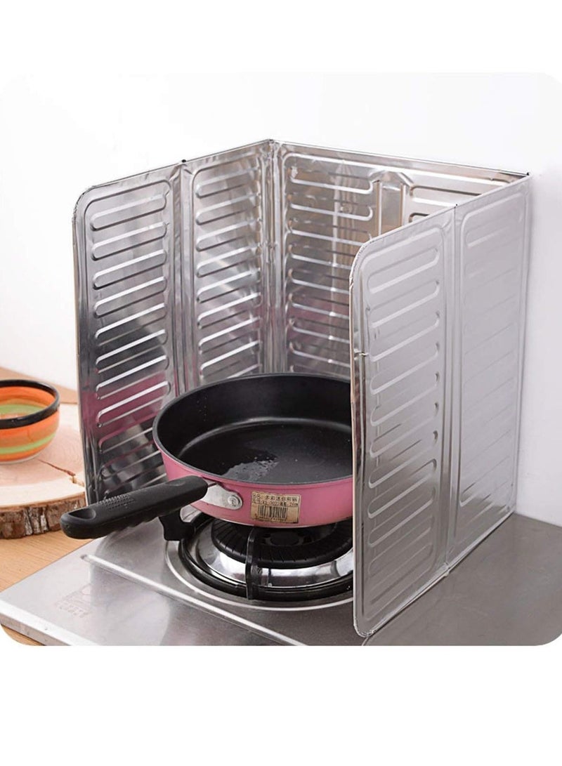 Meetion Oil Splash Guard Cooking, Aluminum Foil Gas Stove Oil Splatter Shield Screen For Stove Top, Frying Pan, Kitchen Tool For Wall Oil (1, Silver) - Image 1