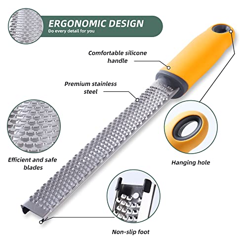 Canachive Lemon Zester Grater, Citrus Zester Grater with Handle, Kitchen Gadgets for Cheese, Lemon, Chocolate, Nutmeg, Ginger, Fruit, Vegetable, Stainless Steel Micro Cheese Grate, Dishwasher Safe(Narrow) - Image 3