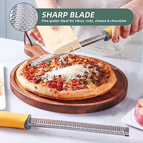 Canachive Lemon Zester Grater, Citrus Zester Grater with Handle, Kitchen Gadgets for Cheese, Lemon, Chocolate, Nutmeg, Ginger, Fruit, Vegetable, Stainless Steel Micro Cheese Grate, Dishwasher Safe(Narrow) - Image 2
