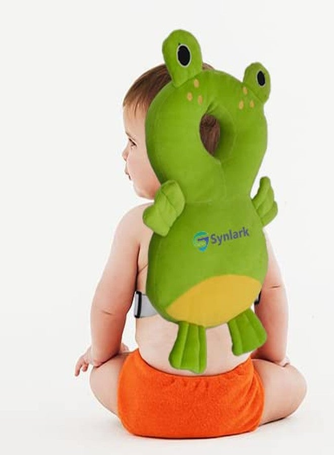 Synlark Head Safety Protector Pad for Baby Toddler Walker,Infant Head Protection Backpack Cushion Age 6-15 Months (Green-Frog) - Image 1