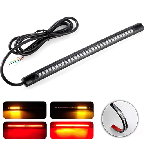 LivTee Universal 8 Flexible LED Light Strip with Tail Brake Stop Turn Signal Lights Allinone for Motorcycle Scooter Quad Cruiser Off Road RedAmber