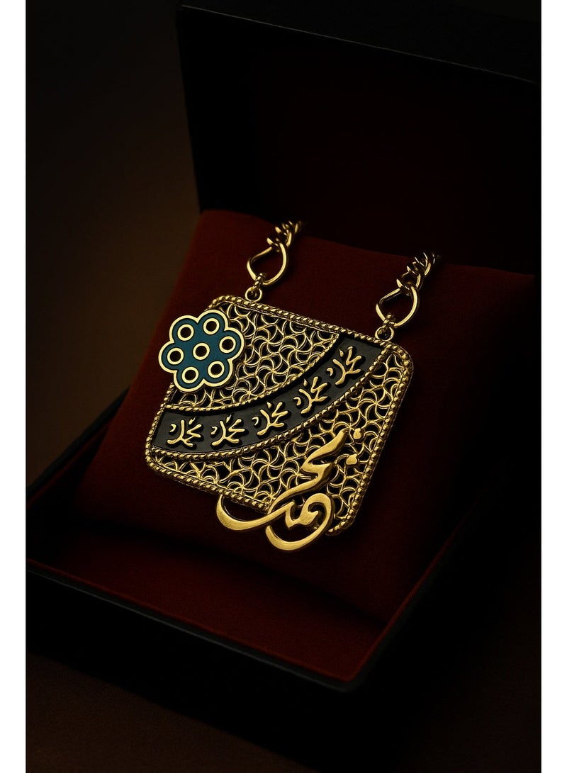 ثري دايموندز سلسلة مستطيلة مطلية بالذهب بنقوش شرقية وزخرفة أنيقة من 3Diamonds - Image 2