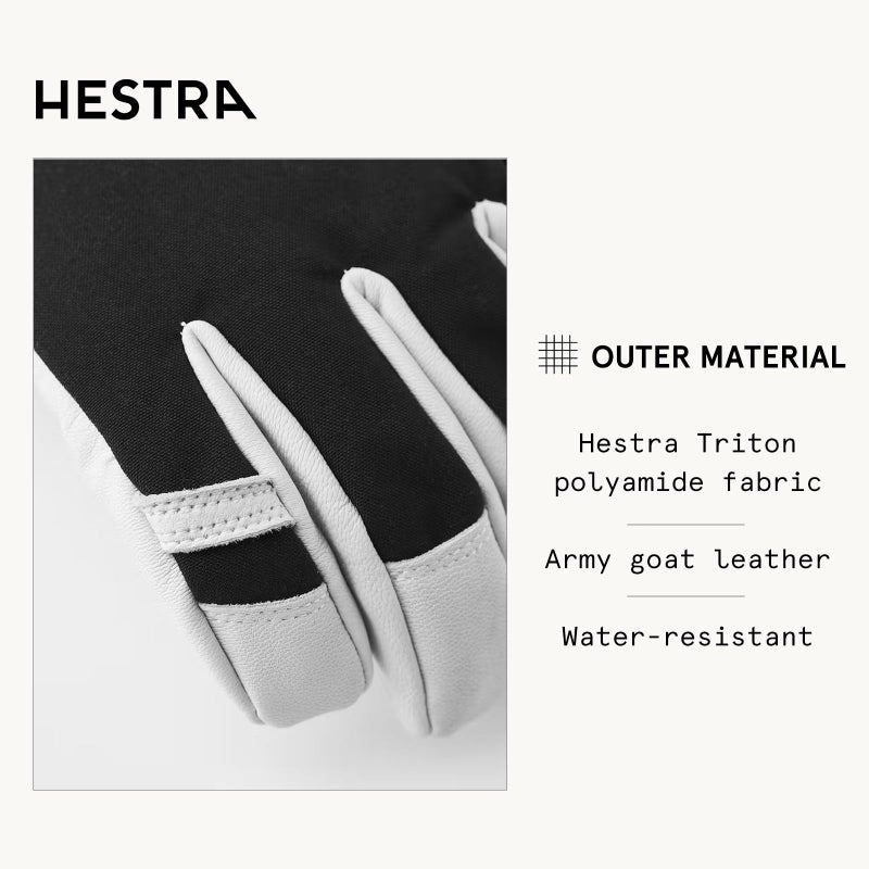 Hestra Ski Gloves: Army Leather Heli Leather Cold Weather Powder Gloves, Black, 5 - Image 3