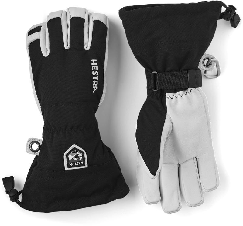 Hestra Ski Gloves: Army Leather Heli Leather Cold Weather Powder Gloves, Black, 5 - Image 1