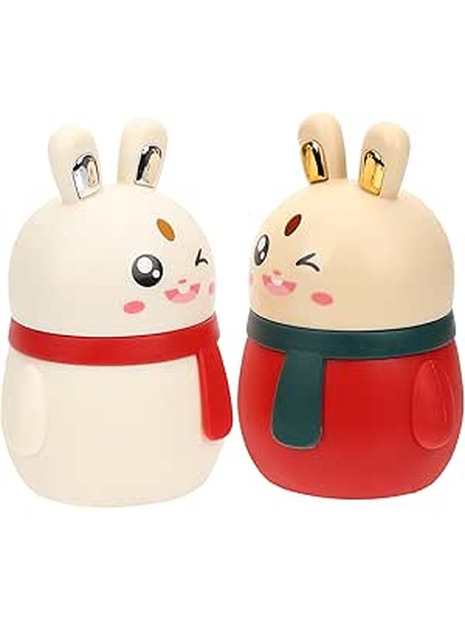 SUPVOX Automatic Pop Up Toothpick Dispenser 2pcs Rabbit Shape Toothpick Case for Home Kitchen Red White - Image 1